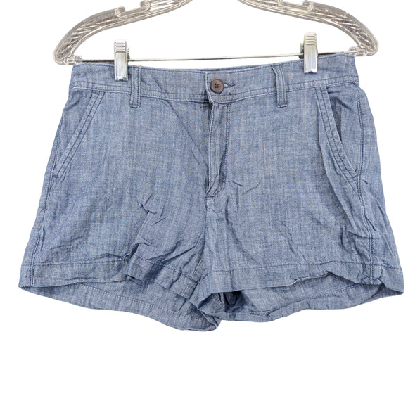 A New Day Womens Chino Shorts Blue Size 2 Slash Pockets Cotton - Picture 1 of 11